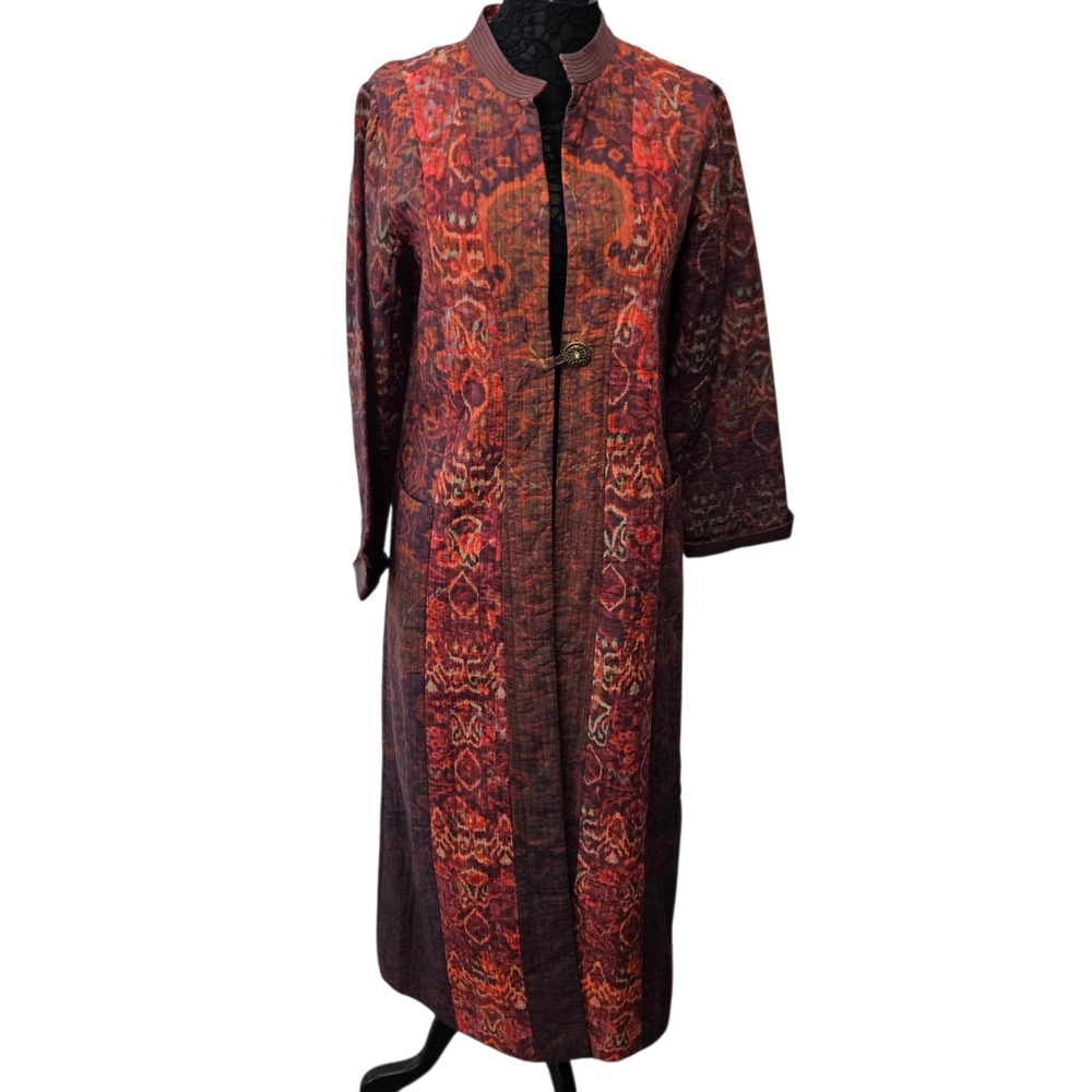 Soft Surroundings Icon Bedouin Multicolor Floral Duster Lined Coat Size M Boho